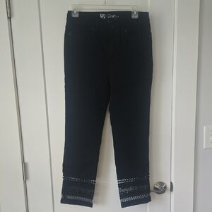 DG2 by Diane Gilman Black Jeans with Lace Hem